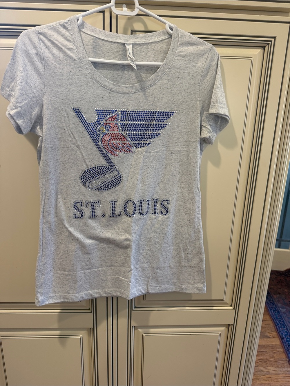 Bella Canvas Gray St. Louis Rhinestone Logo Tee
